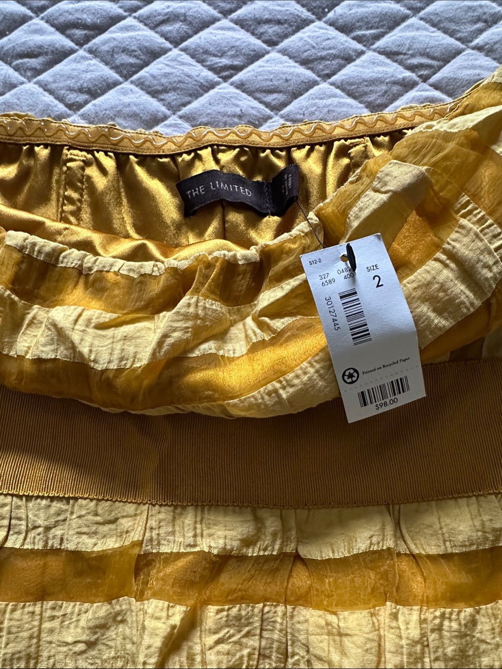 The Limited Bright Yellow Tiered Ruffle Skirt